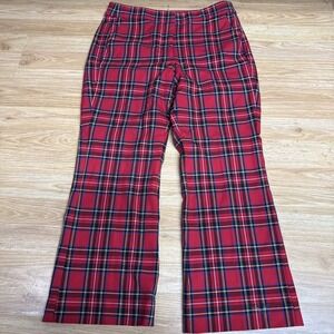 J. Crew Kelsey Flare Pants Women's 8 Red‎ Plaid  Festive Tartan Stretch